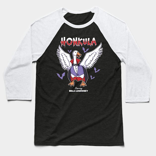 Honkula - Funny Cute Vampire Monster Goose (Not a Duck!) Ideal for Fun Halloween Costume, Party, Gift, Kids and Adults Baseball T-Shirt by ZowPig Shirts